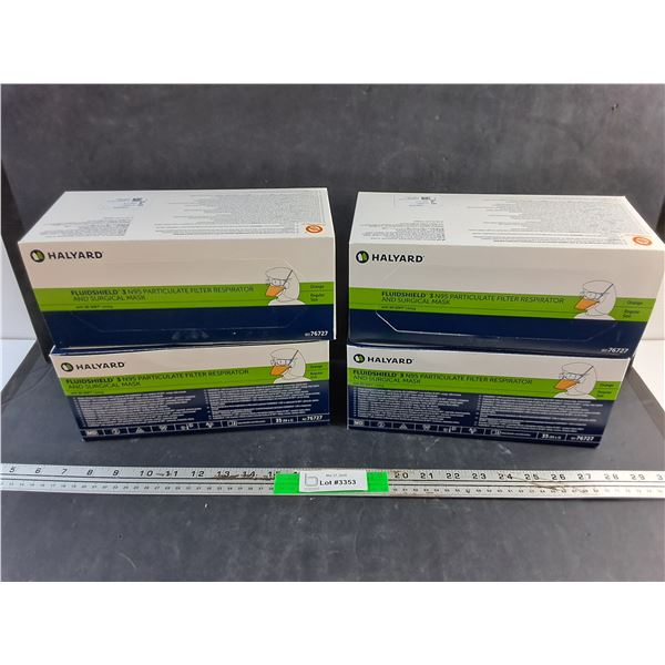 (4) Halyard Fluidshield 3 N95 Particulate Filter Respirator and Surgical Mask Boxes