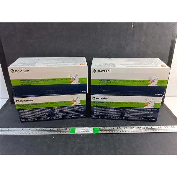 (4) Halyard Fluidshield 3 N95 Particulate Filter Respirator and Surgical Mask Boxes
