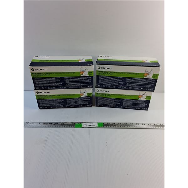 (4) Halyard Fluidshield 3 N95 Particulate Filter Respirator and Surgical Mask Boxes