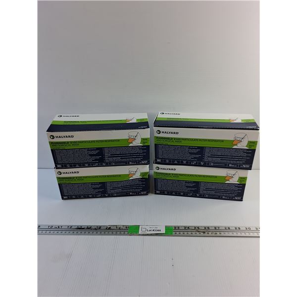 (4) Halyard Fluidshield 3 N95 Particulate Filter Respirator and Surgical Mask Boxes