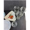 Image 6 : (4) Glass Flower Vases, Sharp Calculator and Plastic & Ceramic Dining Plates