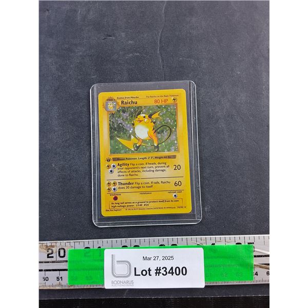 ^Pokémon Raichu Trading Card - Cannot Authenticate