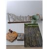 Image 3 : Growing Calendar, (5) Home Decor Signs, Metal Pail