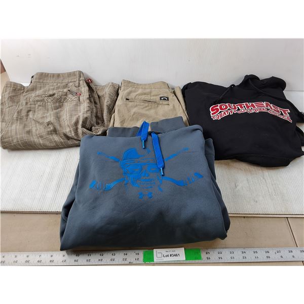 (2) Shorts 23/30 Billabong & Tony Hawk, (2) Sweaters- S Quiksilver, Other