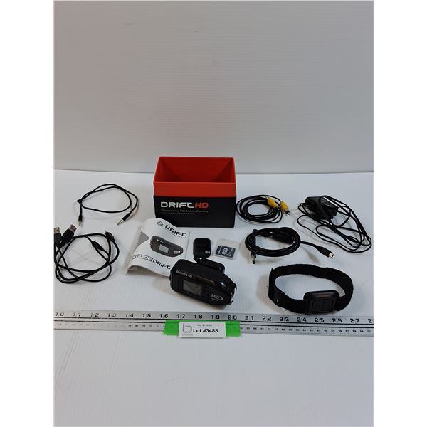 Drift HD Pro Action Camera w/Accessories & Cords - Works