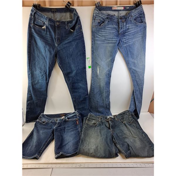 Silver Jeans Size 34, Roxy Size 9, Silver Shorts Size 28 and Levi 34x30 Jeans