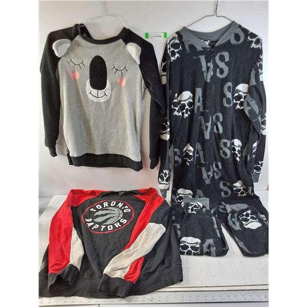 Sons of Anarchy "Onesie" Size m Pajama, Raptors Size L Shirt and Medium Size Bear Shirt