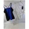 Image 1 : Womens Black/Blue Large Top and White Sparkly Outfit