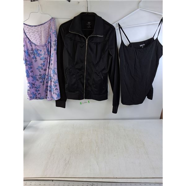 (2) Large womens Tops and a Large Jacket