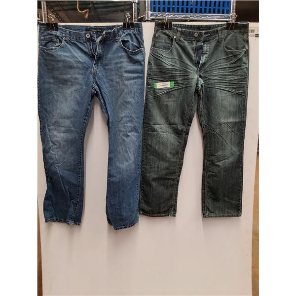 (2) Mens Jeans: Calvin Klein (36) & Britches (34 x 30, Some Wear As Pictured)