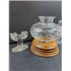Image 2 : Wood & Glass Candle Holder, (2) Cactus Candle Holders, Glass Decanter