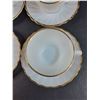 Image 4 : (6) Anchor Hocking Fire King Milk Glass & Gold Rimmed Tea Cup & Saucer Set