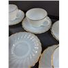 Image 5 : (6) Anchor Hocking Fire King Milk Glass & Gold Rimmed Tea Cup & Saucer Set