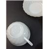 Image 2 : Anchor Hocking Fire King Milk Glass Lot: (4) Tea Cups, (1) Saucer, (4) Dessert Bowls