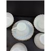 Image 3 : Anchor Hocking Fire King Milk Glass Lot: (4) Tea Cups, (1) Saucer, (4) Dessert Bowls
