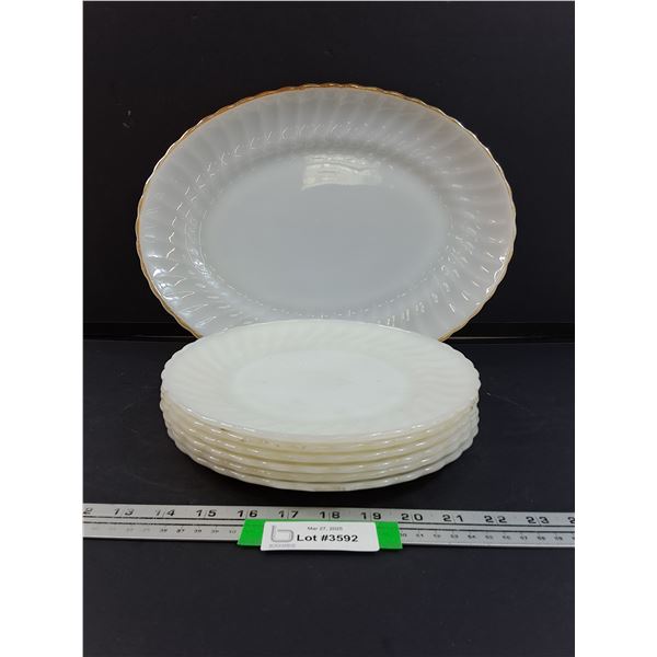 Anchor Hocking Serving Platter & (6) Dinner Plates