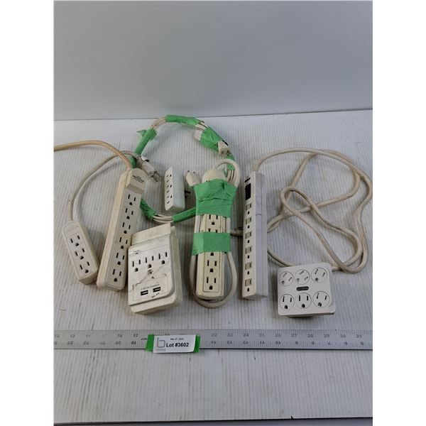 Assorted Power Bars, Multi Plugs and extension Cord