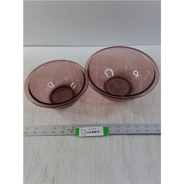 (2) Colored Pyrex Mixing Bowls