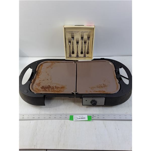 Oster 1400W Grill and Cambridge 6 Piece Cocktail Fork Set