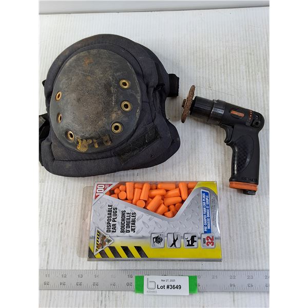 Air Powered Grinder, Knee Pads and NIB Ear Plugs