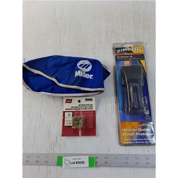 Zircon Stud Sensor, 2 Miller Welding Caps and a Disc Brake Piston Tool