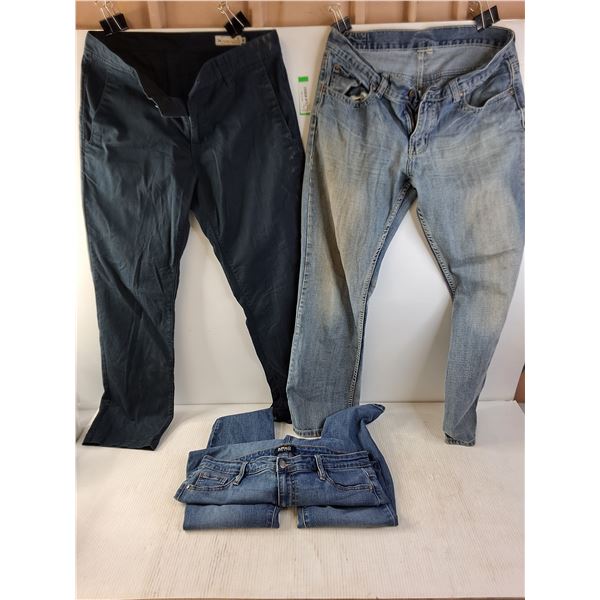 Volcom Size 34 Casual Pant, Flypaper Straight Cut 32x34 Jeans and Buffalo Size 12 Skinny Jeans