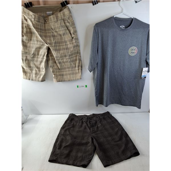 Billabong Size L T-Shirt, Columbia Shorts size 32 and Size 34 Short Pant