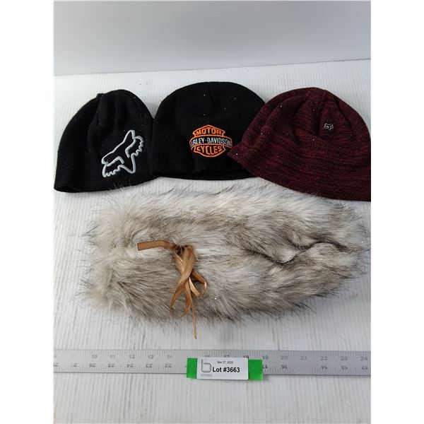 (2) Fox Beanies and a Harley Beanie with a FAUX Fur Pocket