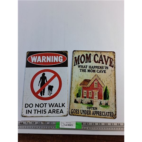 Mom Cave and Warning Wall Hanging Signs