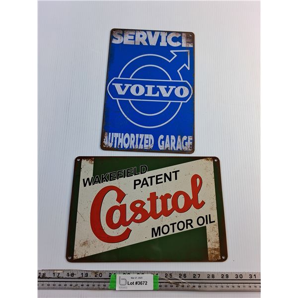 Castrol and Volvo Wall Hanging Signs