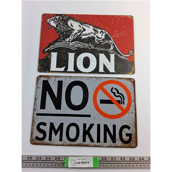 Lion and No Smoking Wall Hanging Signs
