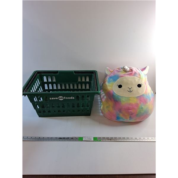 Unicorn Squishmallow and Shopping Basket