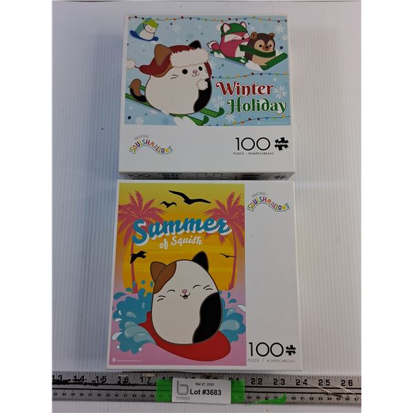 (2) 100 Piece Puzzles - Summer of Squish and Winter Holiday