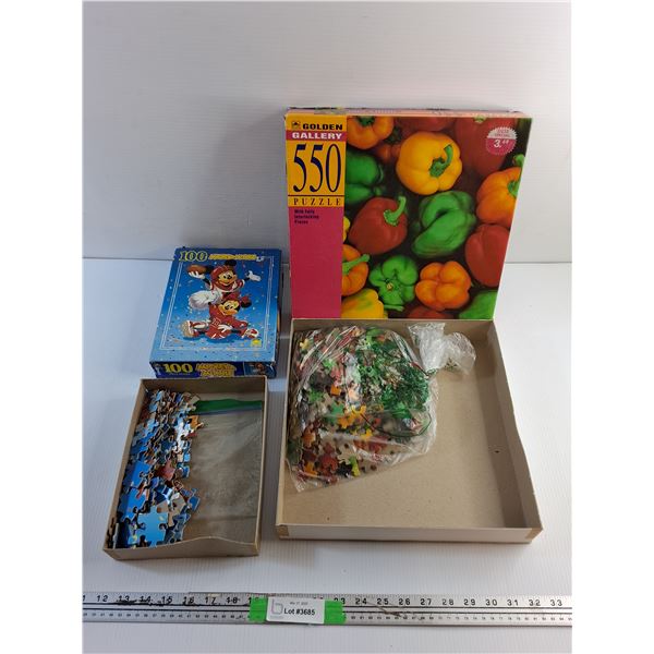 100 & 550 pc Puzzles - Mickey & Minnie and Golden Gallery