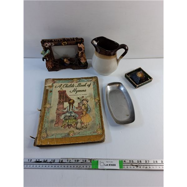 Decorative Photo Frame, Pitcher,  Serving Tray, Pyramid Decoration and Child Book of Hymns