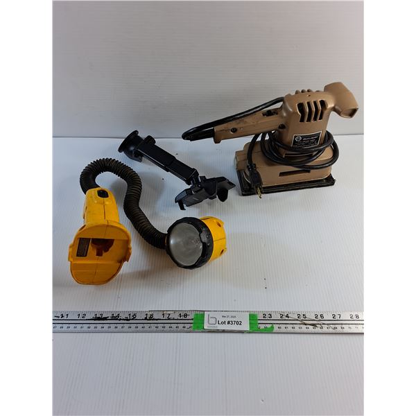 Black & Decker Finishing Sander, DeWalt Lamp and Phone Holder