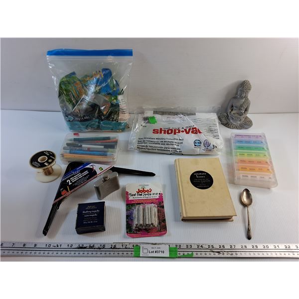 Buddha Candle Holder, Flask, Luxury Soap, Pill Organizer, Plant Food Spikes and Misc