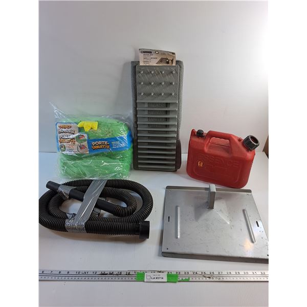 Tablet Holder, Drying Mat & Rack, 1.25 Gal Jerry Can, Vacuum Hose and Mount Stand