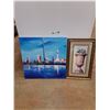 Image 1 : (2) Canadian City Landscape Paintings and Framed Modern Art Print