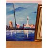 Image 3 : (2) Canadian City Landscape Paintings and Framed Modern Art Print