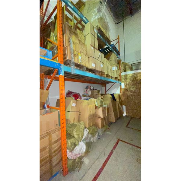 ENTIRE LARGE BAY OF SWEAT SHIRTS, HAIR BRUSHES, SQUEEZE BOTTLES,