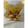 Image 4 : Beautiful Vintage Amber Coloured Chalet Art Glass. NO SHIPPING. Approx. 15" x 15.5" H