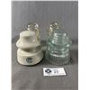 Image 1 : 3 Vintage Glass (Dominion & Heminingray) & 1 Ceramic Insulators