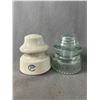 Image 4 : 3 Vintage Glass (Dominion & Heminingray) & 1 Ceramic Insulators