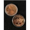 Image 3 : 2  - .999 Fine Copper US Coins In Acrylic Coin Holder Plus ICCS 1946 Canada Penny