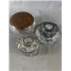 Image 1 : 3 Antique Cut Glass Powder Boxes & Hair Receivers