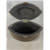 Image 2 : Antique Engraved Brass Over Wood Tea Caddy - Approx. 10" x 5.5"