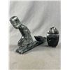 Image 1 : 2 Signed Inuit Stone Carvings - 4"H Owl & 6"H x 8.25"L  Seal & Hunter