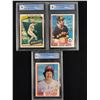 Image 1 : 3 Vintage OPC Graded Baseball Cards In Acrylic Cases - 1982 Mike Schmidt (9.5), 1980 Steve Carlton (