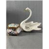 Image 2 : Capodimonte Made In Italy Swan & Ltd. Ed. Flights Of Fancy Music Trinket Box (as found)